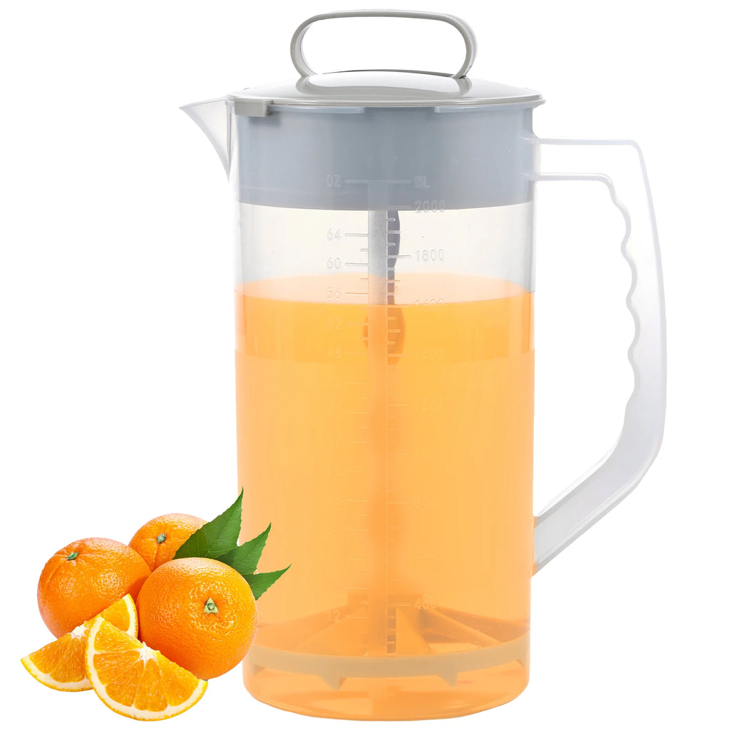 Mixing Pitcher for Drinks 2000ml Mixing Water Pitcher with Lid Wide Mouth Juice Mixing Container with Plastic Blades and Mixer