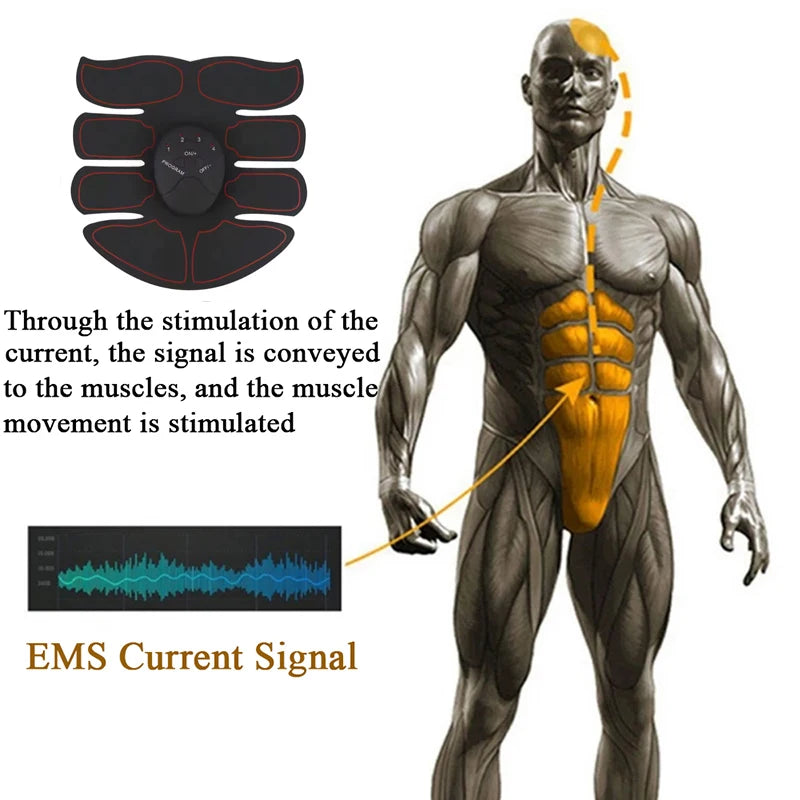 Portable Rechargeable EMS Muscle Stimulator Smart Electric Fitness Abdominal Training Stickers Body Shaping Slimming Massager