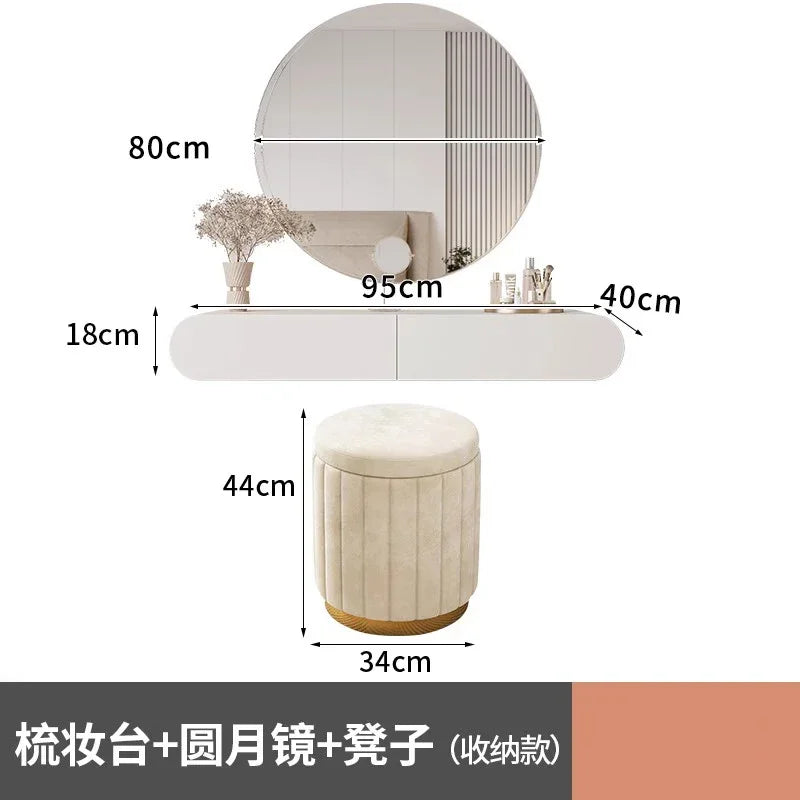 Cream suspended dressing table modern minimalist bedroom dressing table wall mounted dressing table mirror combination u q