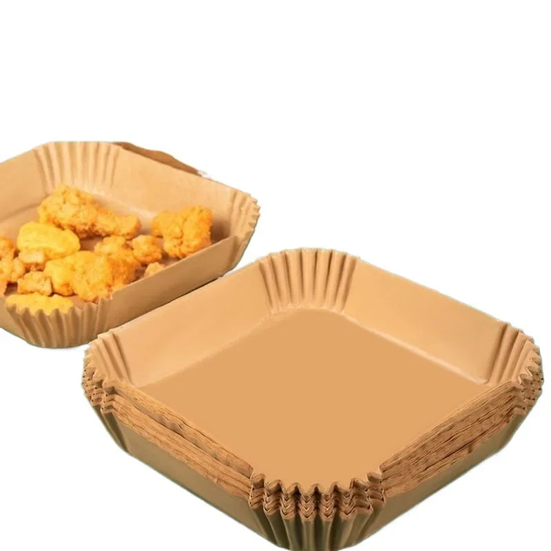 50/100PCS Air Fryer Special Paper Tray Household High Temperature Resistant Oil Absorbing Paper Pad Square Baking Paper Kitchen