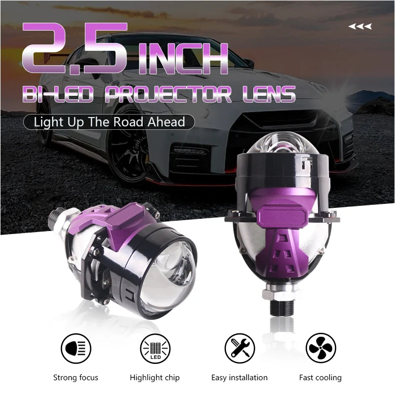 SANVI 2025 New Bi Led Hyperboloid Projector Lens 100W 2.5 Inch Car Lights H7 H4 LED H1 9005 9006 Headlight Auto Accessory