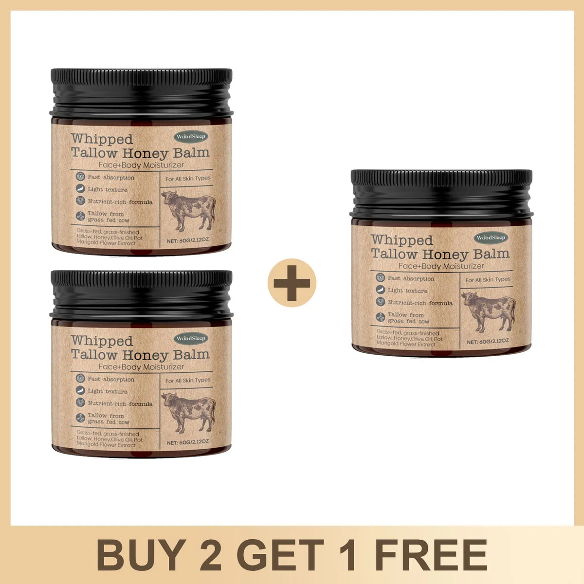 Whipped Beef Tallow Cream Face Body Moisturizer Reduce Wrinkle Increase Elasticity Skin Deep Nourishing Firming Anti Aging Cream