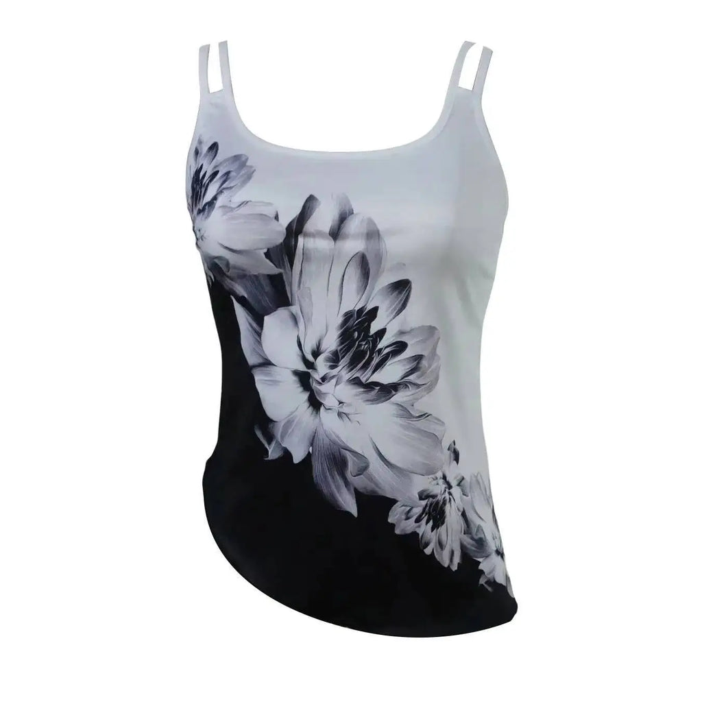 Women's Double Strap Floral Print Tank Top Knit Fitted Top Boho Tank Top Spring Summer Beach Tank Top Daily Lightweight Top