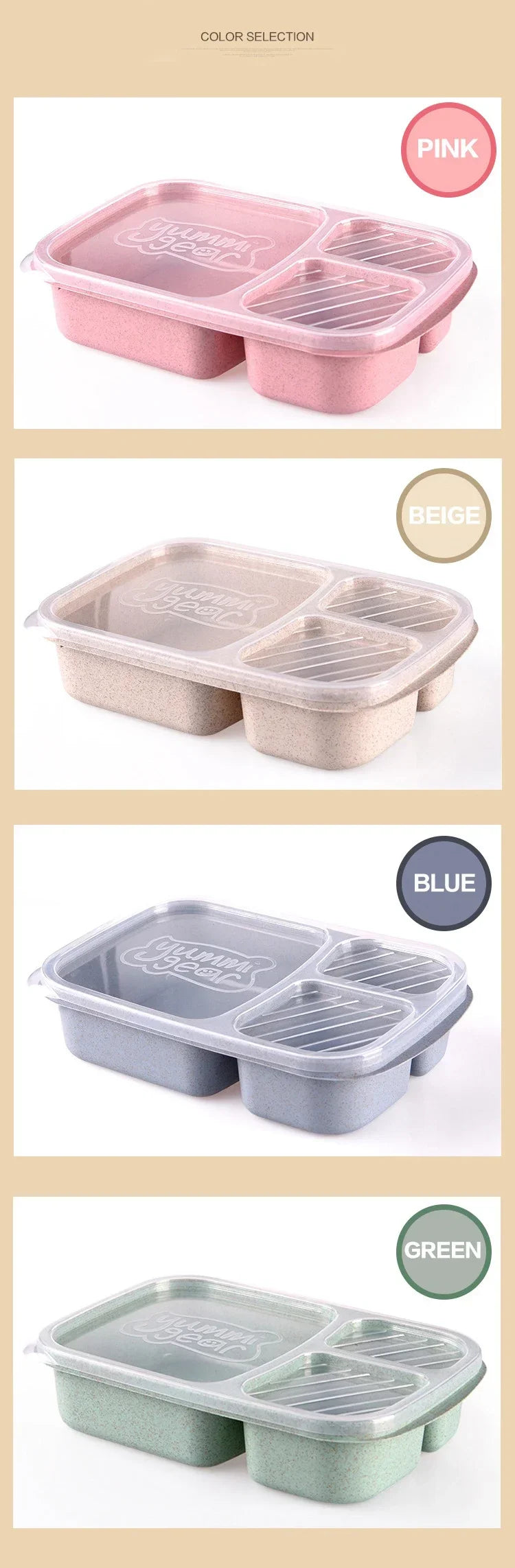 1-3pc Straw Lunch Box Portable Bento Box With Compartment Picnic Bento Box Fruit Container Microwave Oven Dinnerware for Student