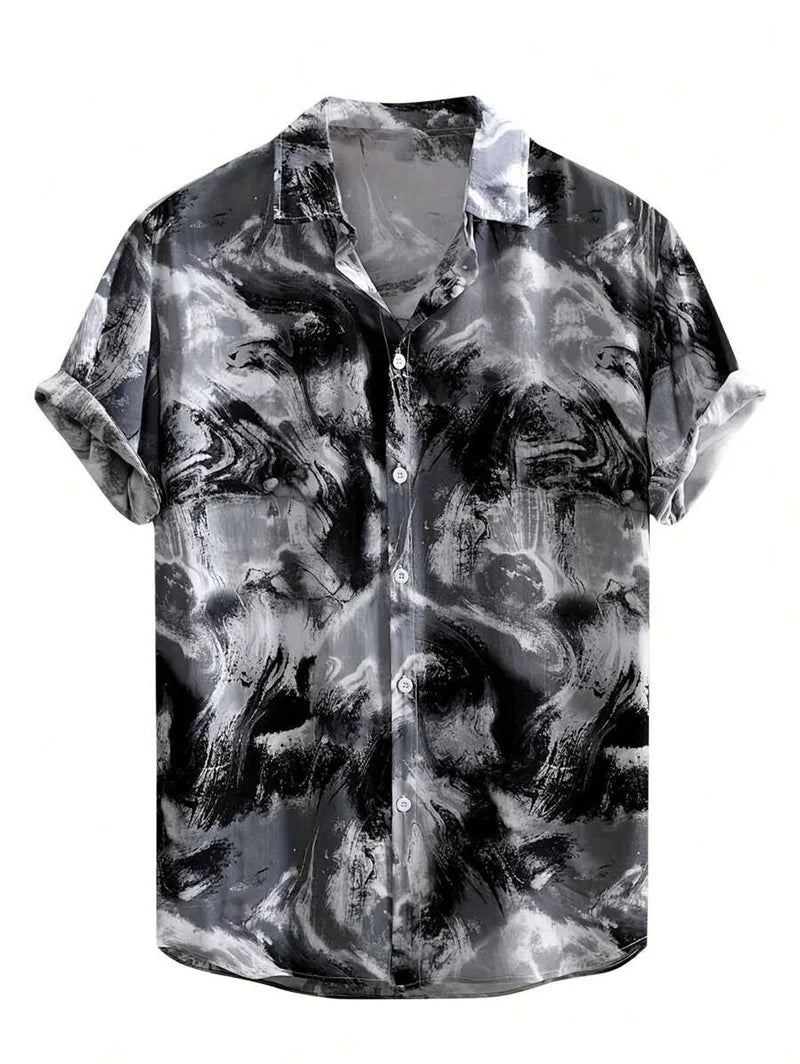 Parrot print tropical Hawaiian shirt men's casual short sleeved button down holiday beach shirt men's loose clothing
