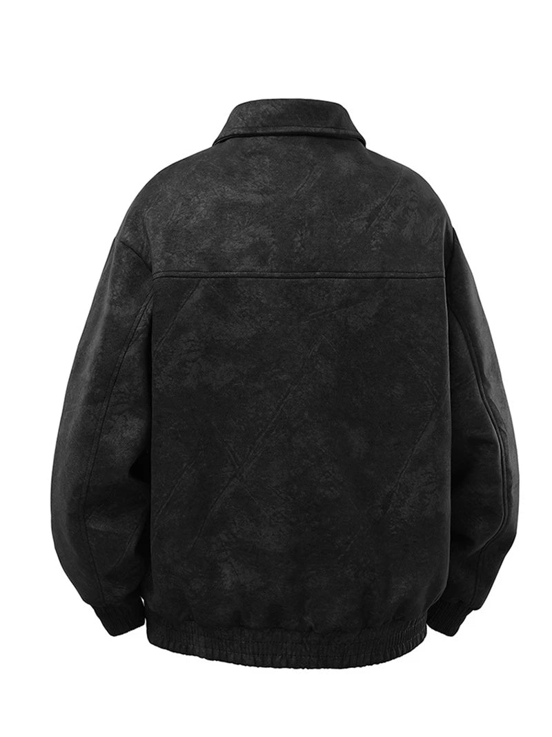 Plus Size 9XL Men Suede Jacket Zipper Oversize Coat Male Motorcycle Big Large 8XL Grey Loose Trend Korean Casual Fashion