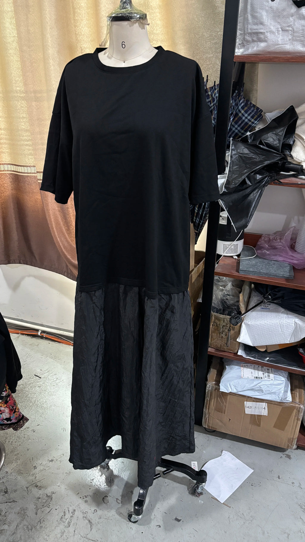 Fashion Solid Women Patchwork Dress Short Sleeve Round Neck Loose Female Dress Casual Office Streetwear Commute Summer 2026