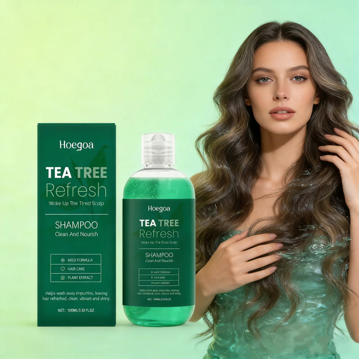 Tea Tree Oil Refreshing Hair Shampoo Deep Cleaning Nourish Scalp Remove Dandruff Reduce Breakage Frizz Smooth Hair Care Shampoo