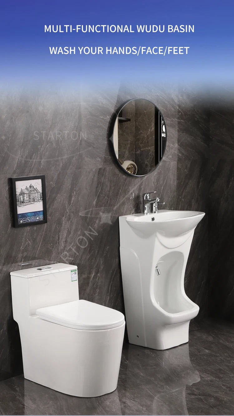 Ceramic Floor Mounted Wash Basin Pedestal Foot Washing Sink