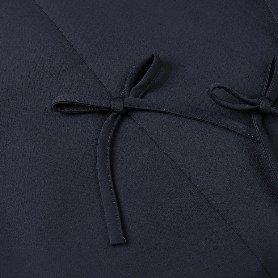 Women's Solid Color Oversized Blazer Bow Detail Lapel Collar Button Casual Jacket Stylish Elegant Office Lady Streetwear Coat