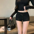 1pcs Spring Summer Women Slim Fit  Elasticity Short Female Low Waist Workout Shorts Black Lady Casual Drawstring Tight Hot Pant