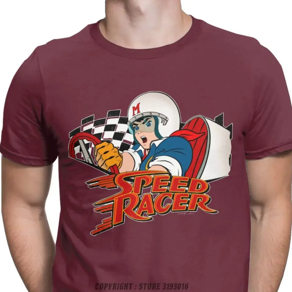 Speed Racer Meteoro Men's Tshirts Cool Christmas Crew Neck T Shirt Cotton Camisas Hombre Harajuku Aesthetic Printed Tshirt Men