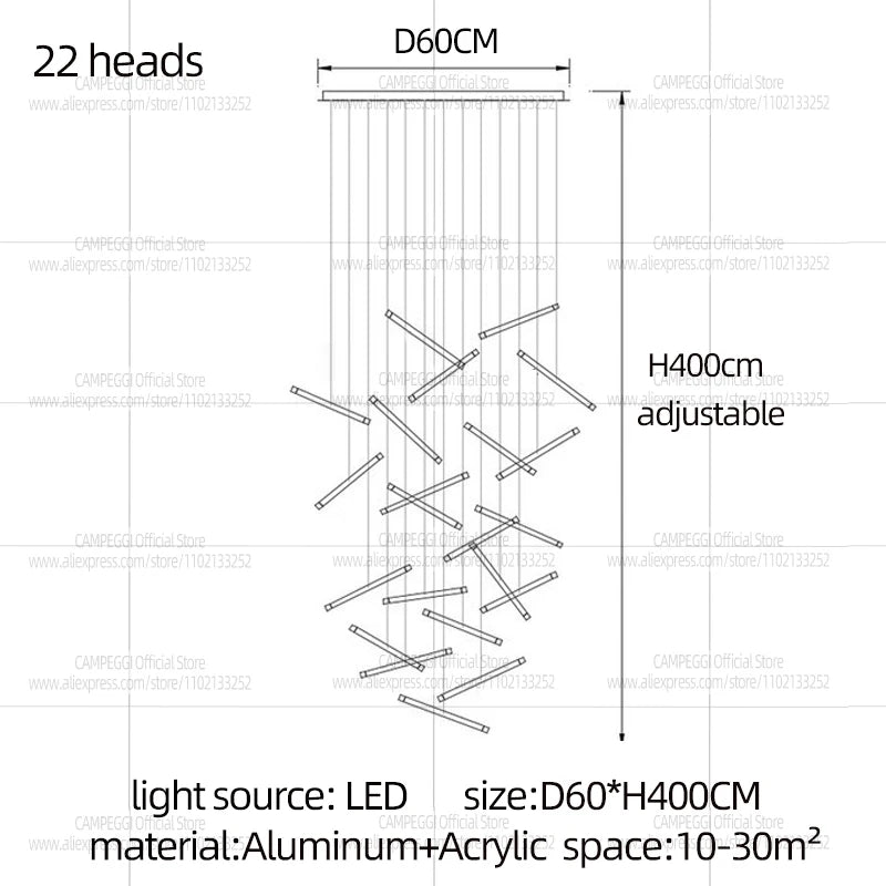 Modern Chandelier Luster Lights For Stair Hall Dining Living Room Duplex Building Indoor Lighting Fixture Staircase Chandelier