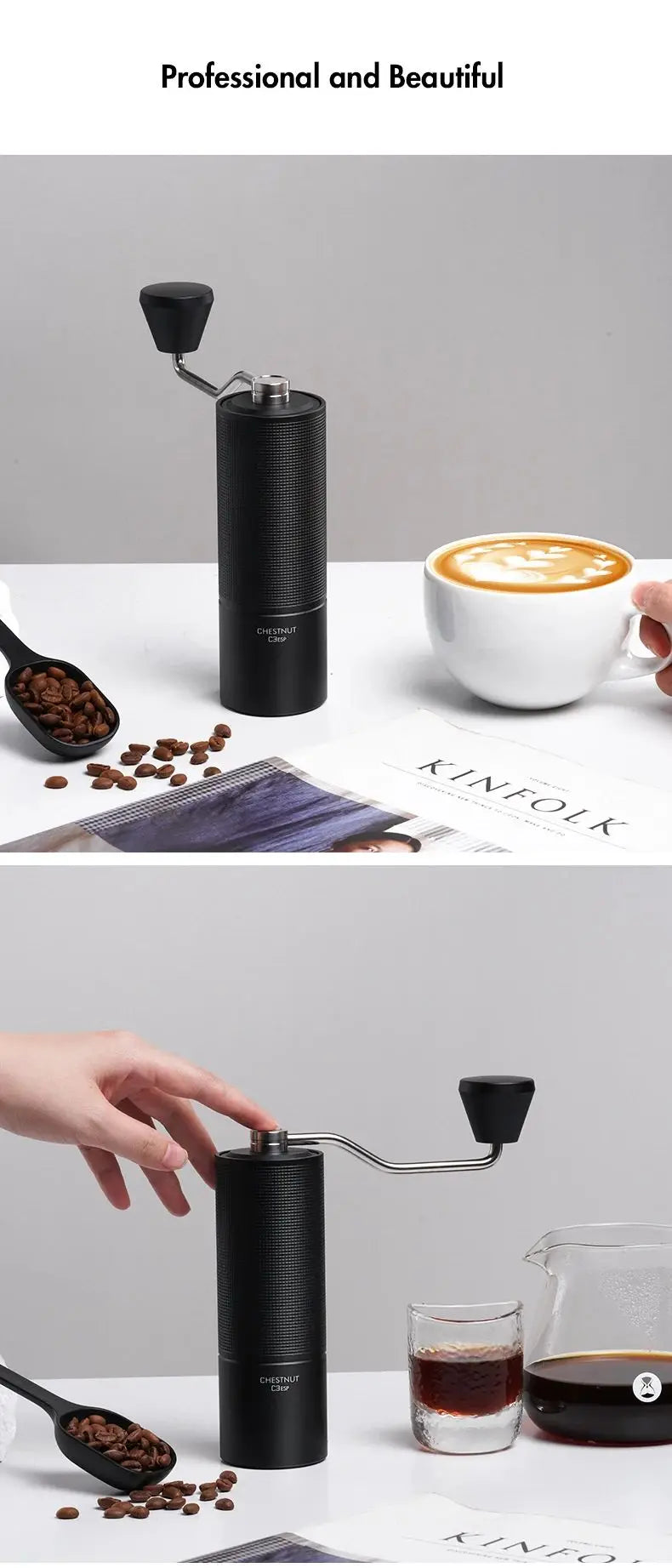 TIMEMORE Chestnut C3S/C3ESP  Manual Coffee Grinder, All Metal Body Anti-slip Portable Hand Mill, Built-in S2C Precision Burr