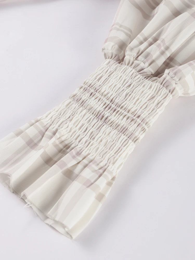 Slash Neck Lace Up Hollow Out Mini Print Dress Women Sexy Lantern Full Sleeve Backless Evening Dresses Hot Girl Summer Partywear