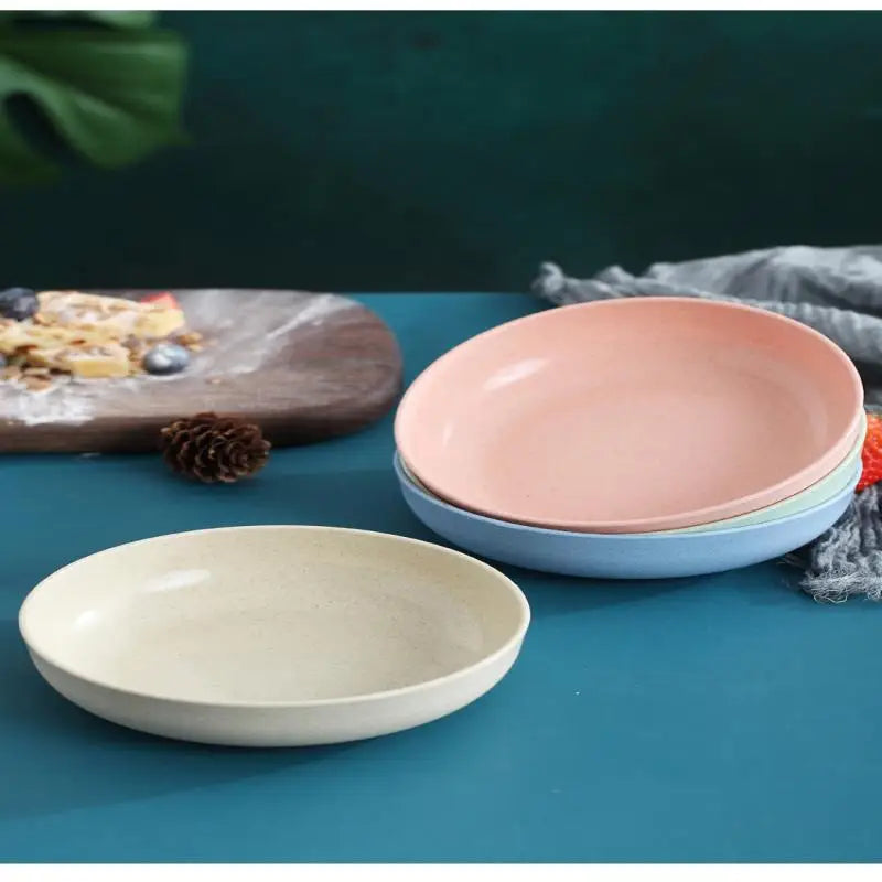 5pcs/set Nordic Wheat Straw Plate Fruit Plate Vegetable Plate Tableware Plate