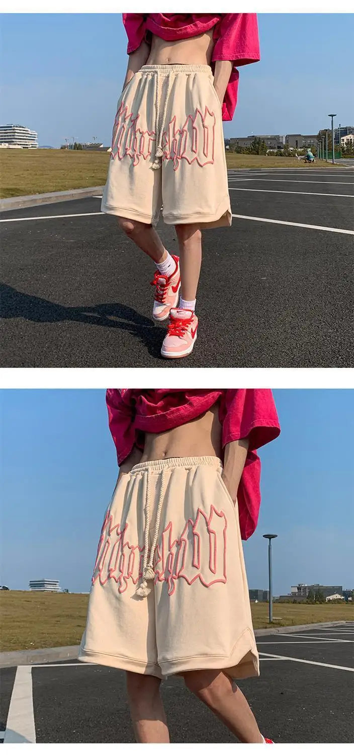 Casual Y2k Summer Women and Men Clothing Goth Letter Pants Harajuku Oversize Sweat Gym Shorts Korean Streetwear Sportswear Short