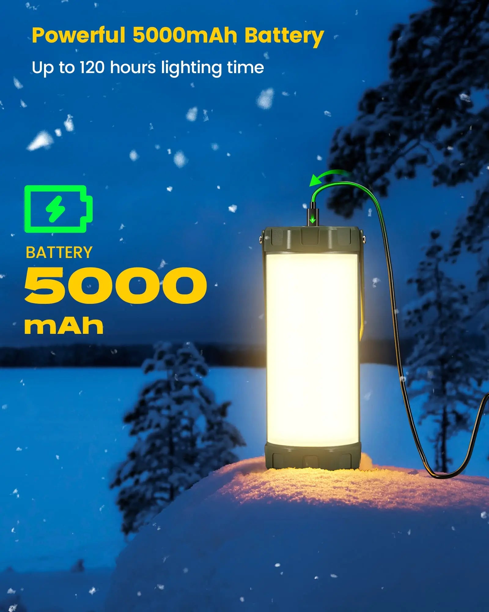 IP68 Waterproof Outdoor Led Camping Lights Lanterns Rechargeable 5000mAh Survival 1200LM Hiking Survival Camping Lights Lanterns