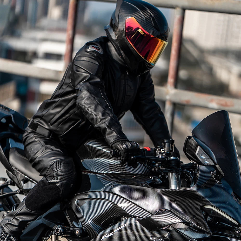 GHOST RACING Winter Motorcycle Jacket Leather Chaqueta Moto Men Waterproof Moto Suit Motorbike Riding Jacket Motocross Jacket