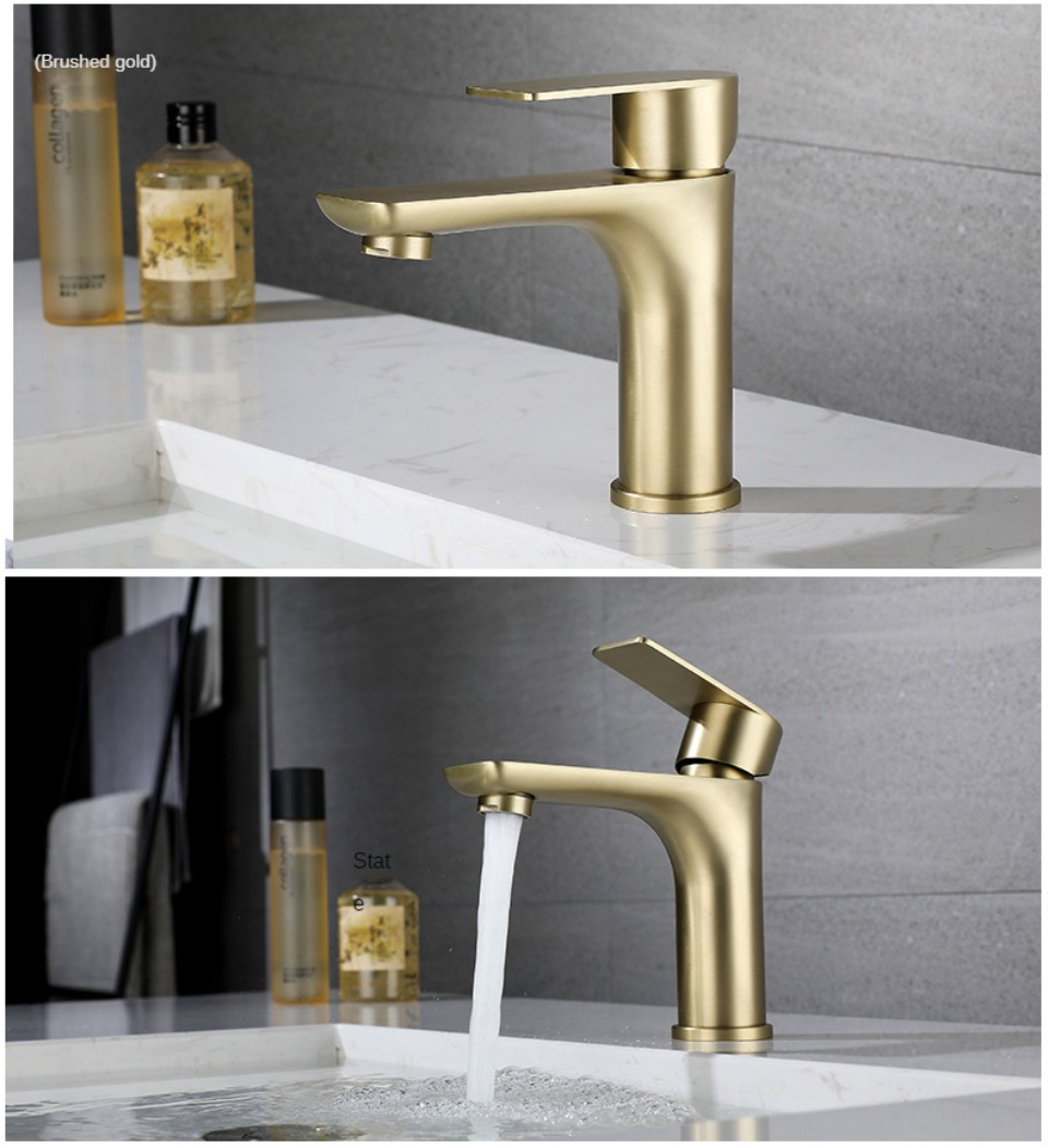 Bathroom Water Faucet Taps Cold and Hot Stainless Steel Single Hole Wash Basin Faucets Mixer Torneira Cascata Dourada