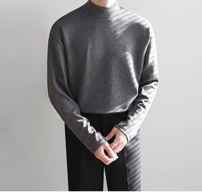 Men's Thermal Turtleneck Shirt Fleece Lined Long Sleeve Warm Pullover Loose Fit Casual Knit Top Winter Base Layer