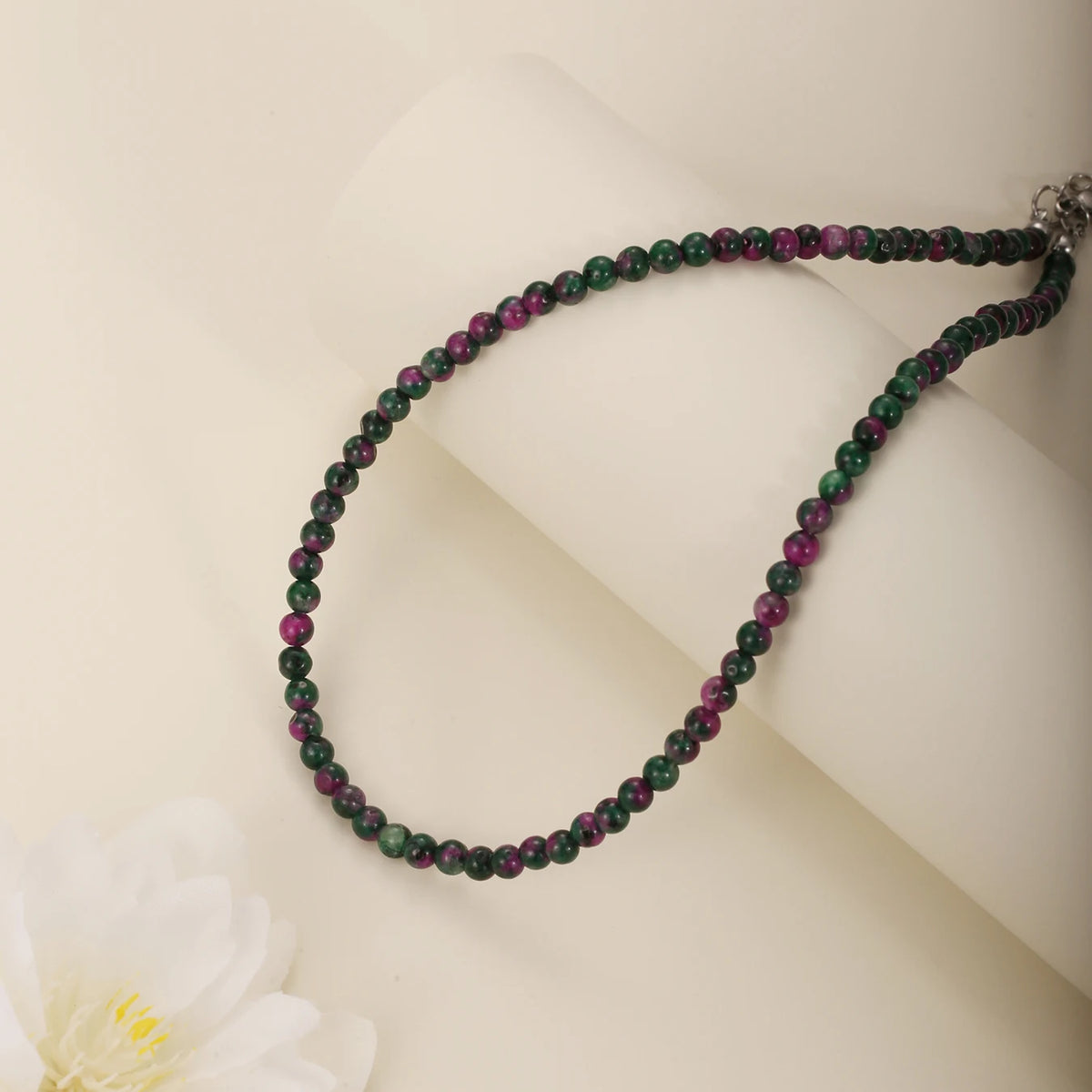 1PC 4mm natural amazonite stone beaded necklace for women ingx tiny pink wintersweet india onyx necklace women beaded jewelry