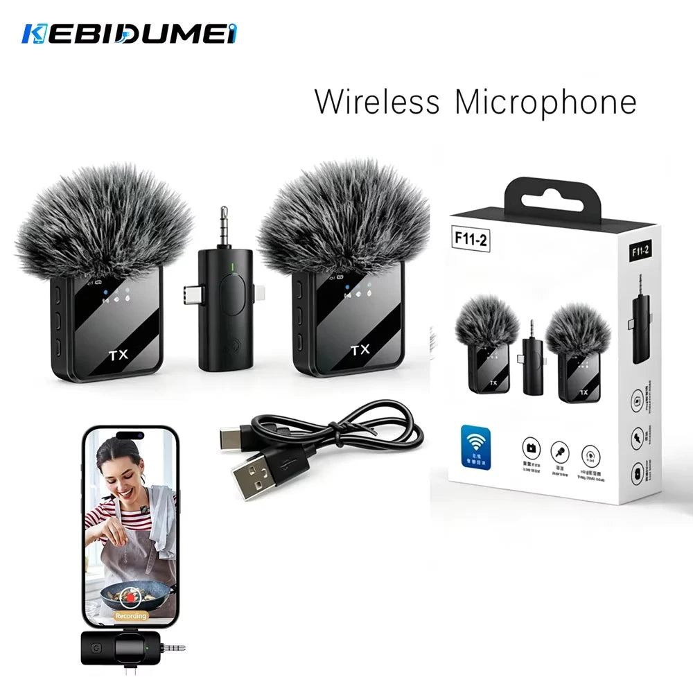 KEBIDUMEI 3IN1 Wireless Lavalier Microphone Handheld Microphone Video Recording Noise Reduction Mic for Living Broadcast Gaming