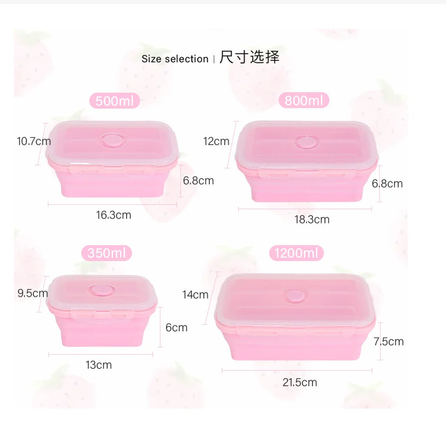 Silicone Folding Lunch Box Refrigerator Storage Microwave Heating Portable Outdoor Food Storage Container Lunch Box Kitchen Tool