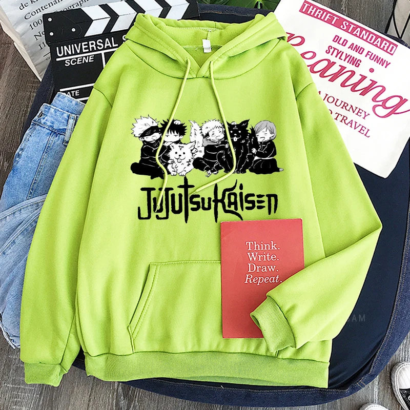 Jujutsu Kaisen Anime Hooded Itadori Yuji And Satoru Gojo Printed Men Women Patchwork Hoodies Manga Sweatshirt Harajuku Pullover