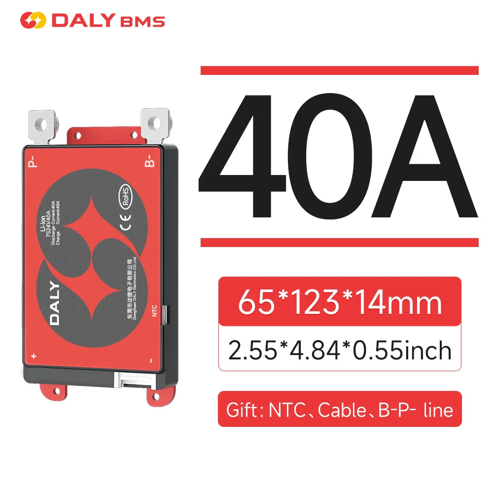 Daly Lifepo4 4S BMS Li-ion 18650 Battery 16S 48V 17S 20S 24S 60V 20A 40A 60A 100A 150A 200A 250A Scooter Balance with NTC