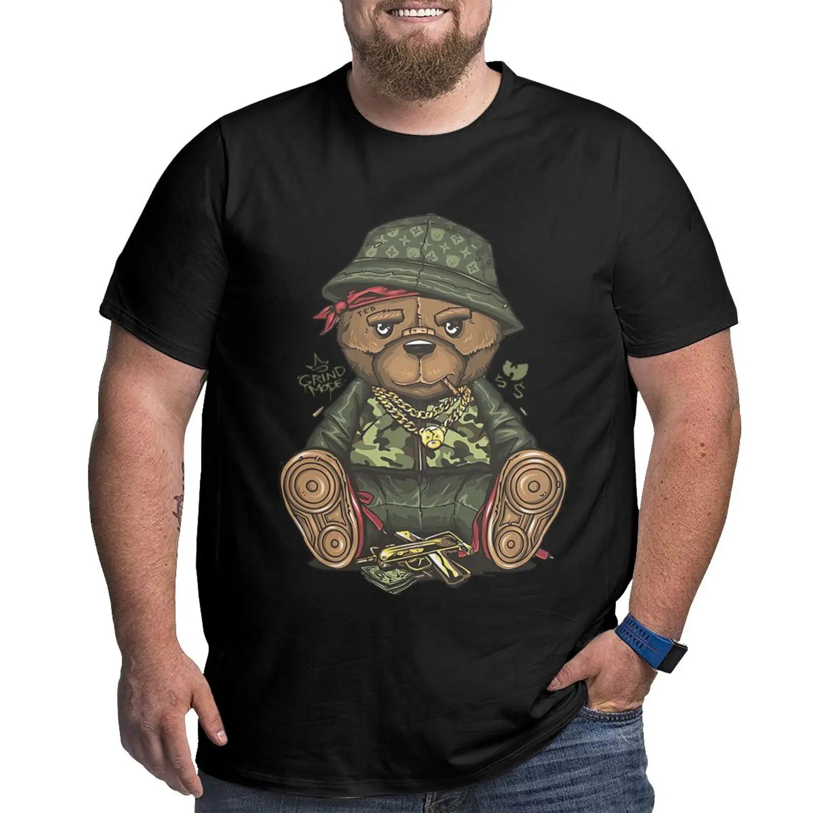 Unique Design Graphic Men T Shirts Plus Size Oversized Cotton T-shirts for Big Man Black Summer Short Sleeves Clothes Tops