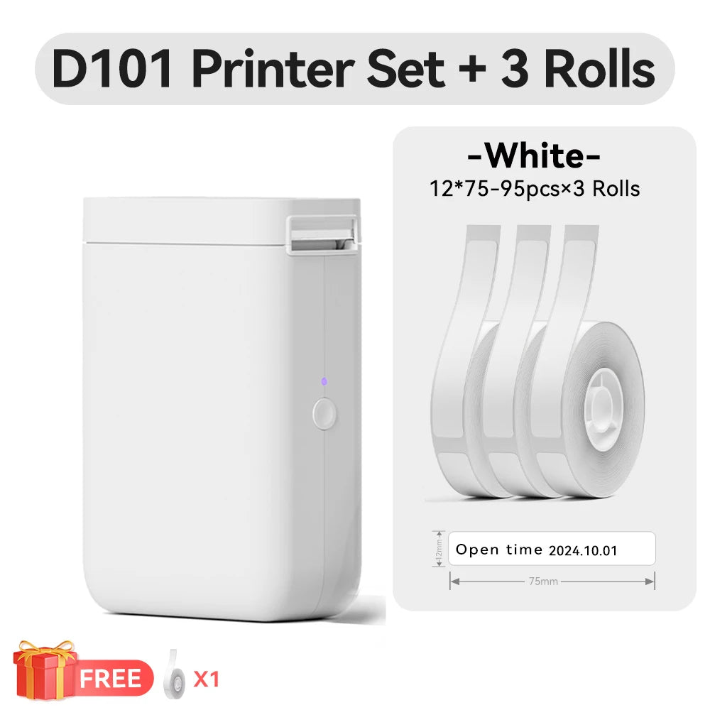 Niimbot D101 Thermal Label Printer Wireless Pocket Barcode Maker Inkless 10-25mm Width Mobile Sticker Printer for Office Home