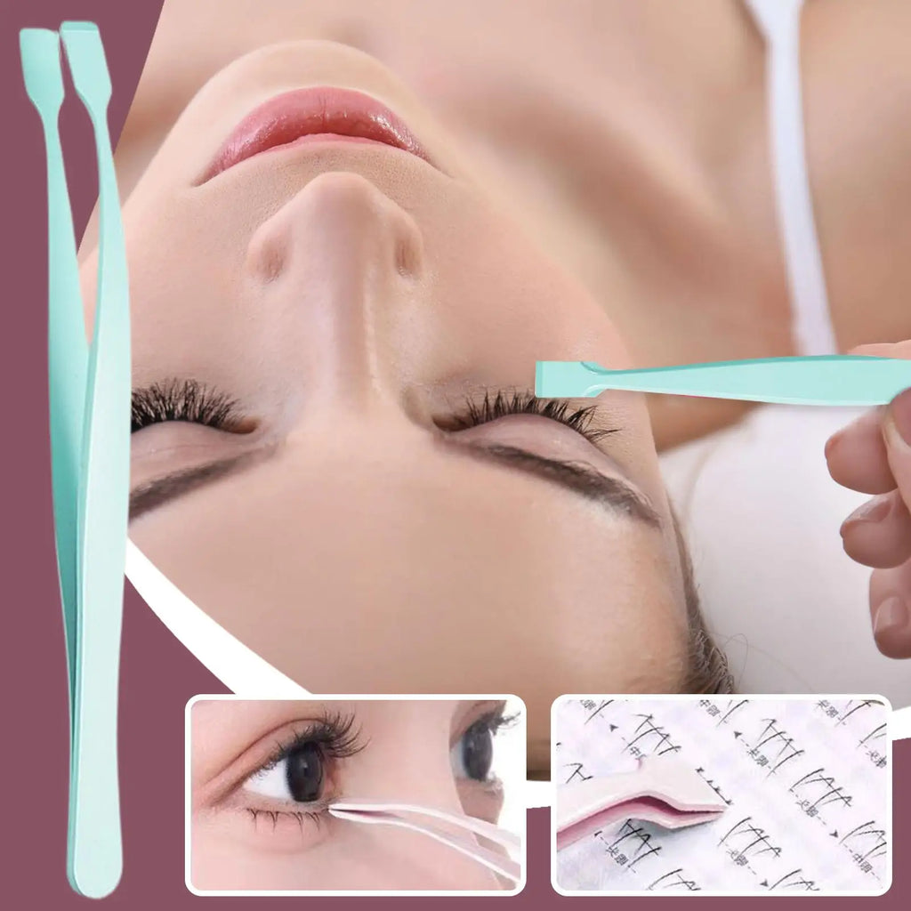 Stainless Steel Eyelash Cluster Applicator Tweezers Non-Slip Lash Applicator Tool for Lower Lashes Professional Makeup Salon