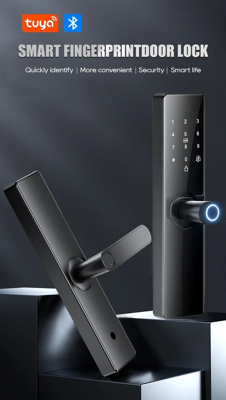 Smartlock Fingerprint Biometrics Smart Electronic Door Locks Application Control Smart Card Key Entry and USB Emergency Charging