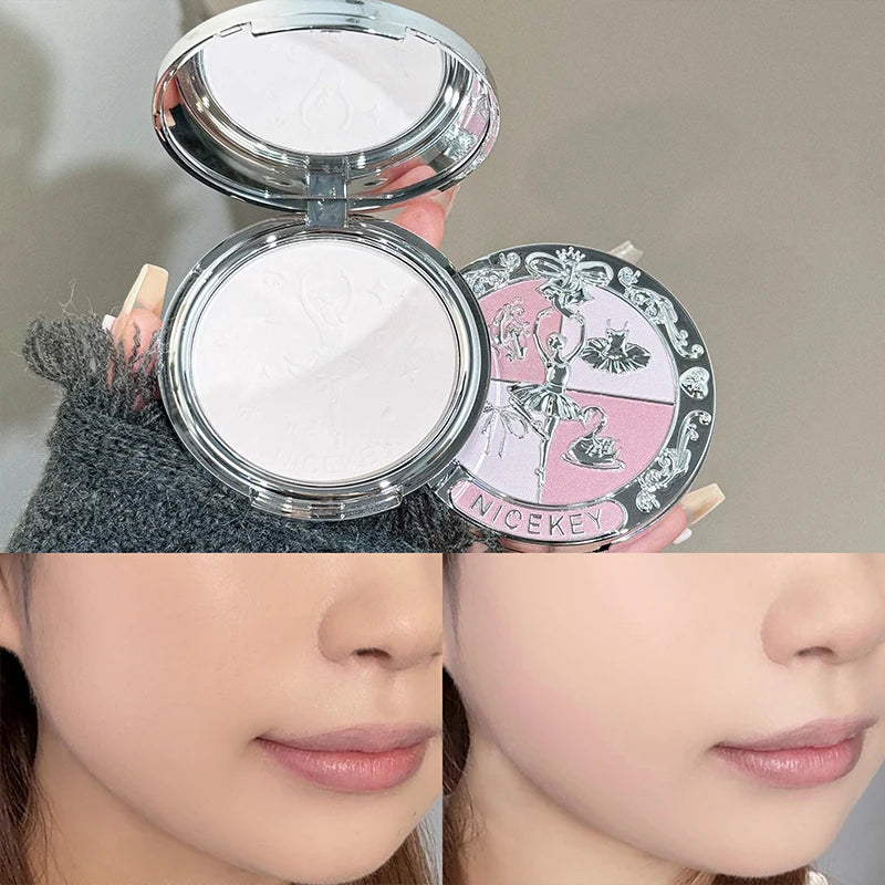 NICEKEY Face Makeup Sets Include 4 Lipgloss,1 Blush,1 Pressed Powder,1 Eyesshadow Palette,1 Contour Palette With Necklace Gift