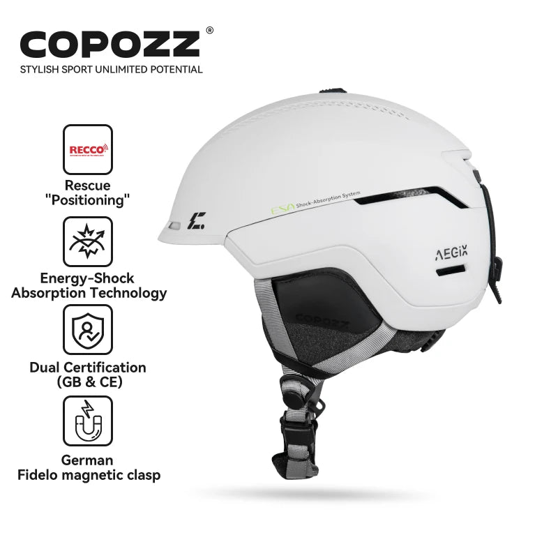 COPOZZ Winter Adult Ski Helmet Outdoor Anti-impact REECCO Positioning Rescue System Breathable Women Men Ski Safety Helmet