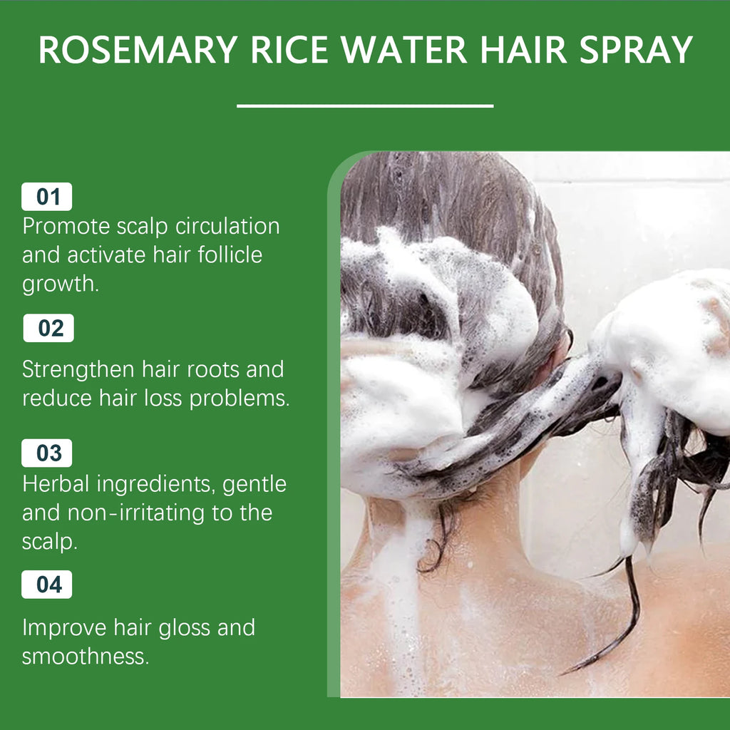 Rosemary Rice Water Hair Spray Anti Hair Loss Treatment for Very Dry and Damaged Hair Repair Strengthening Hair Growth Spray
