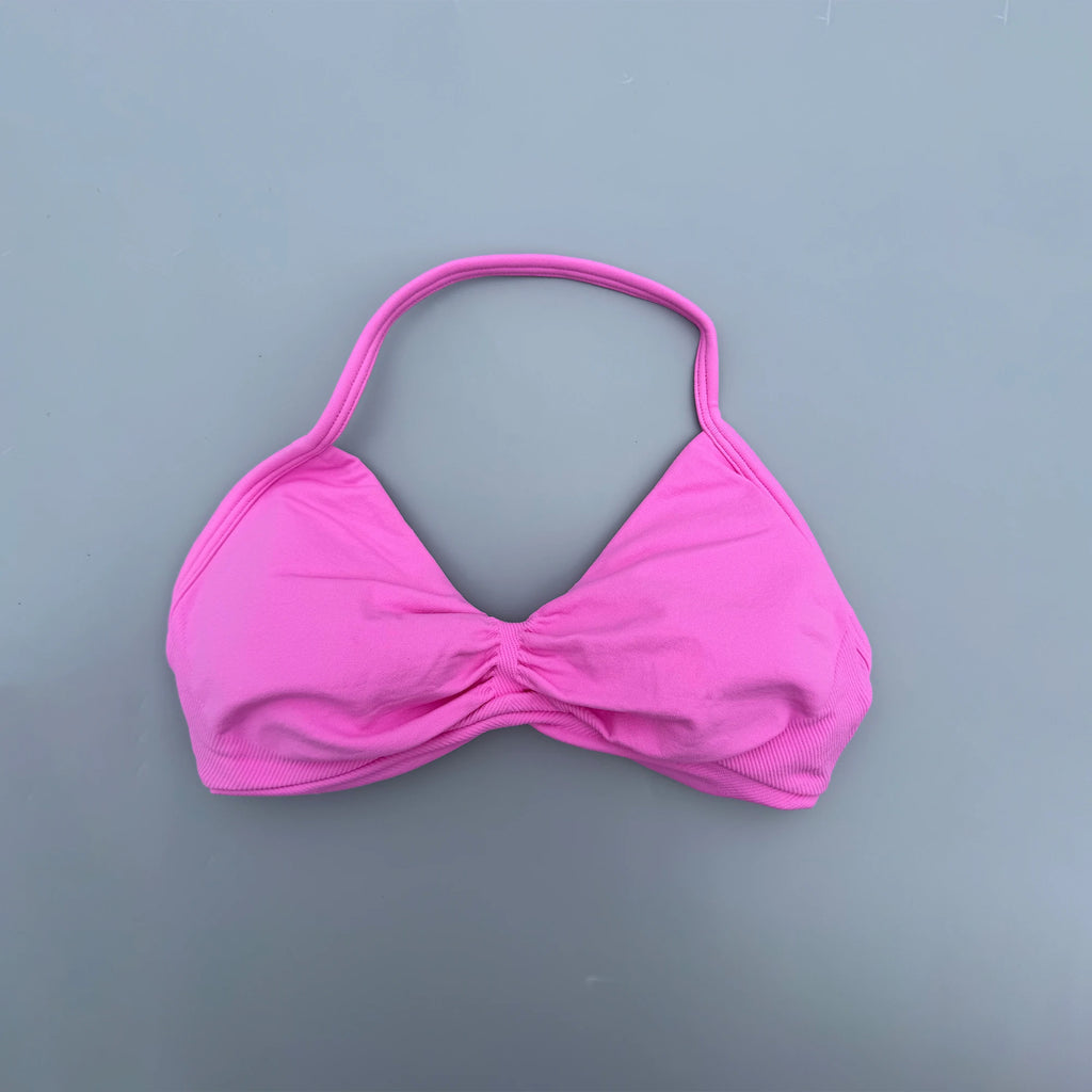 Sports Strappy Bra Yoga Underwear Women Gym Crop Top Running Exercise Backless Bra Support ActiveWear Fitness Workout Halter