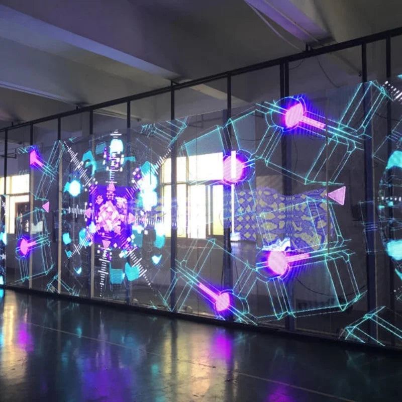P4 LED Transparent Flexible Display High Transparency Foil Film Led Video Wall Film Display Transparent Panels