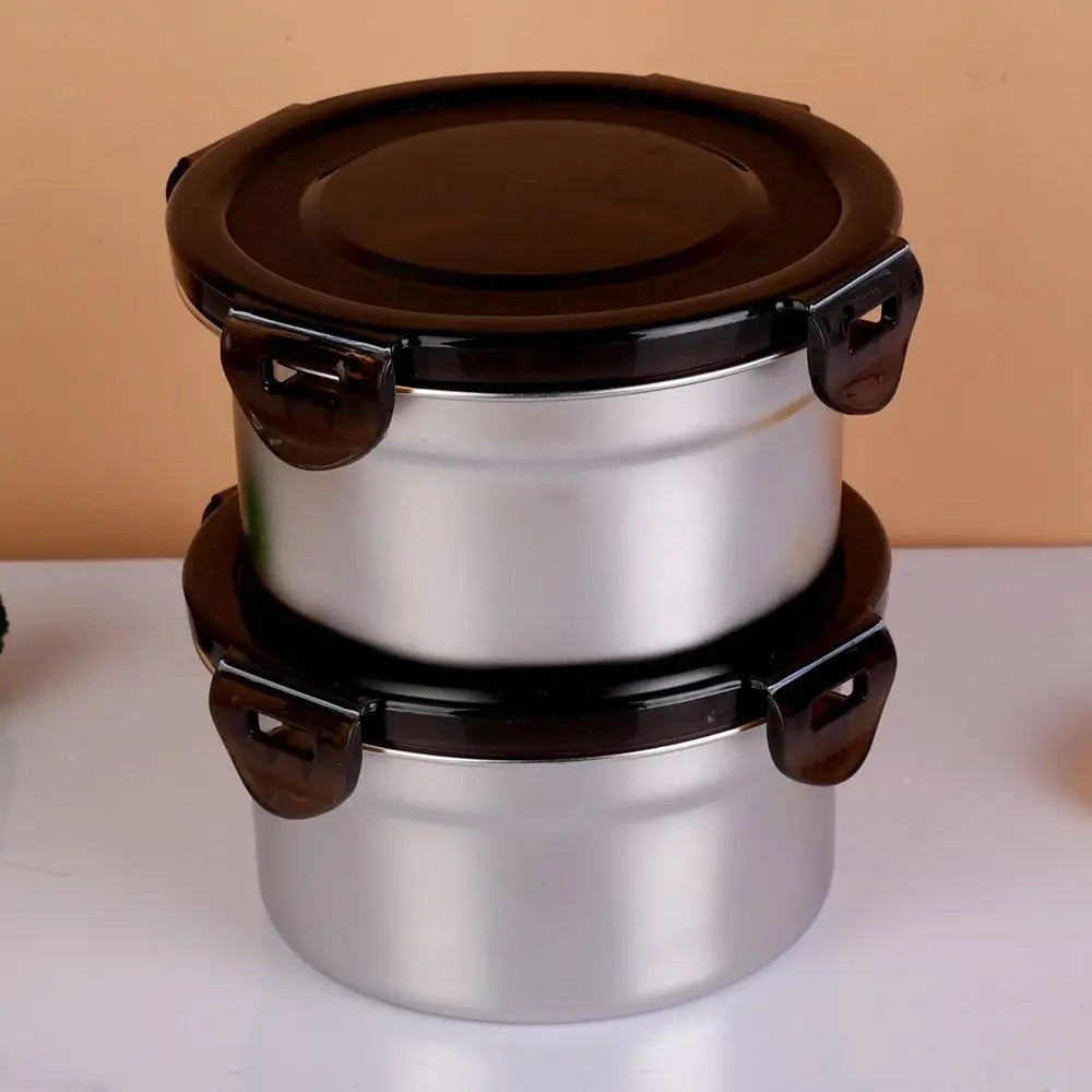 1Pcs Fresh Keeping Lunch Box Lunch Meal Prep Storage Round Bowl Food Container Fridge Kitchen 304 Stainless Steel