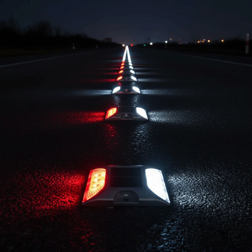 Solar Powered Solar Road Stud Light Outdoor Lighting Portable LED Ground Light Reflective Double Side Solar Energy Spike Lights