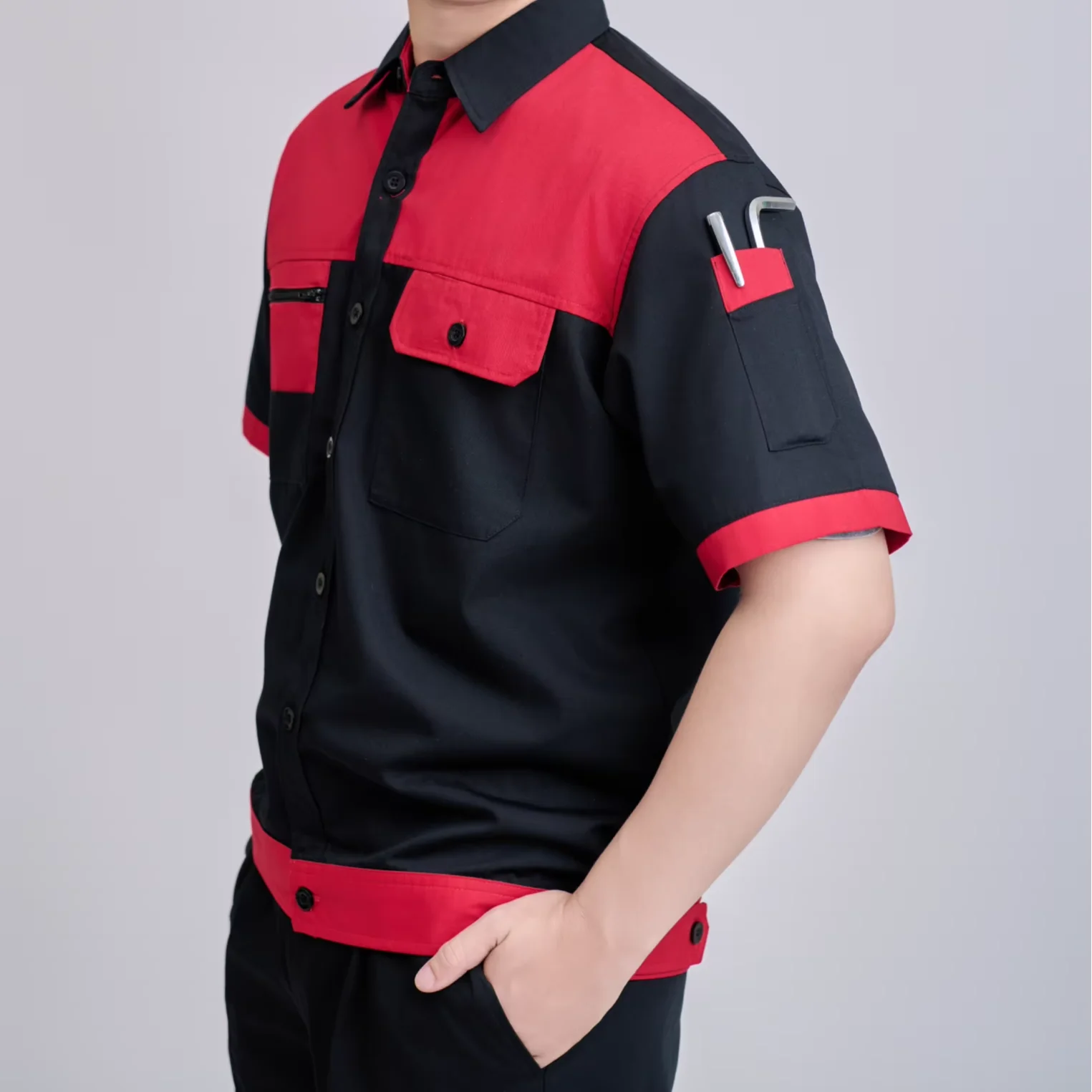 Comfortable New Hi Visibility Safety TC Fabric Women's Black Red Short-Sleeve Durable FMF Vietnamese Breathable Workwear