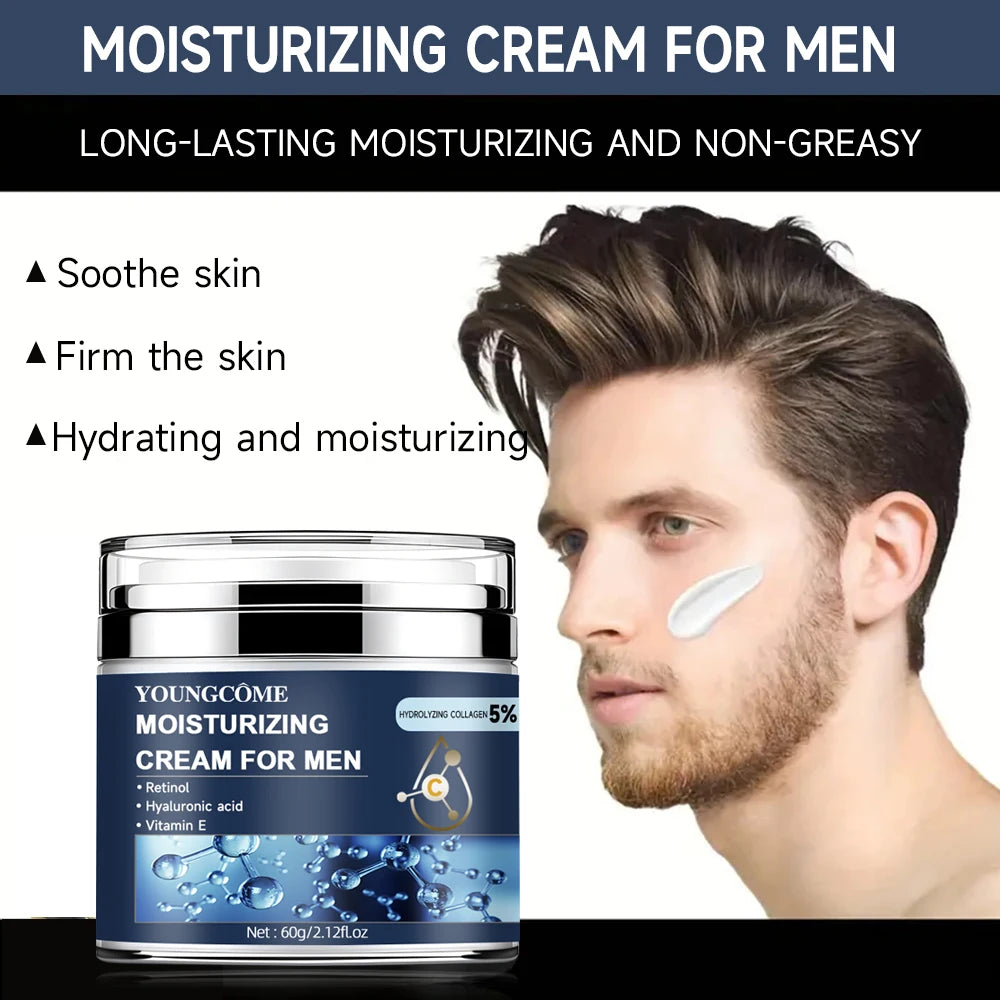 Men's Collagen moisturizing cream with retinol and vitamins, Anti-wrinkle Repair,fade fine lines,hyaluronic acid facial skincare