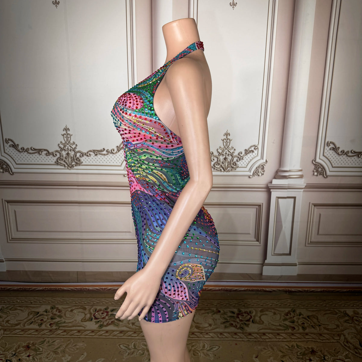 Floral Print Sexy Deep V-neck Halter Sleeveless Maxi Dress Stylish Dress Women's Backless Dress
