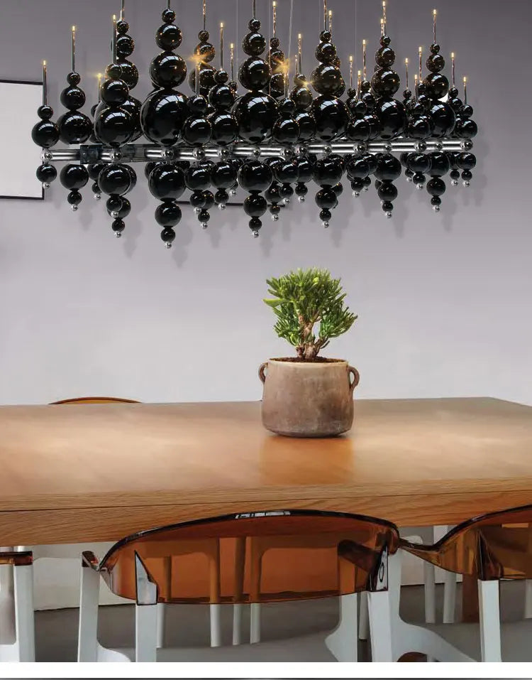 Luxury Living Room Black Chandelier Designer Tears From Moon Chandelier For Ceiling Restaurant Large Dining Table Hanging Lamp