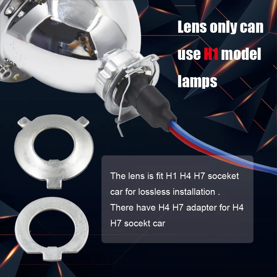 Ronan 2.5 Bixenon 8.1 Projector Lens HID Use H1 Bulb H1 H4 H7 Socket with LED Optical Angel Eyes Integration Shrouds Retrofit