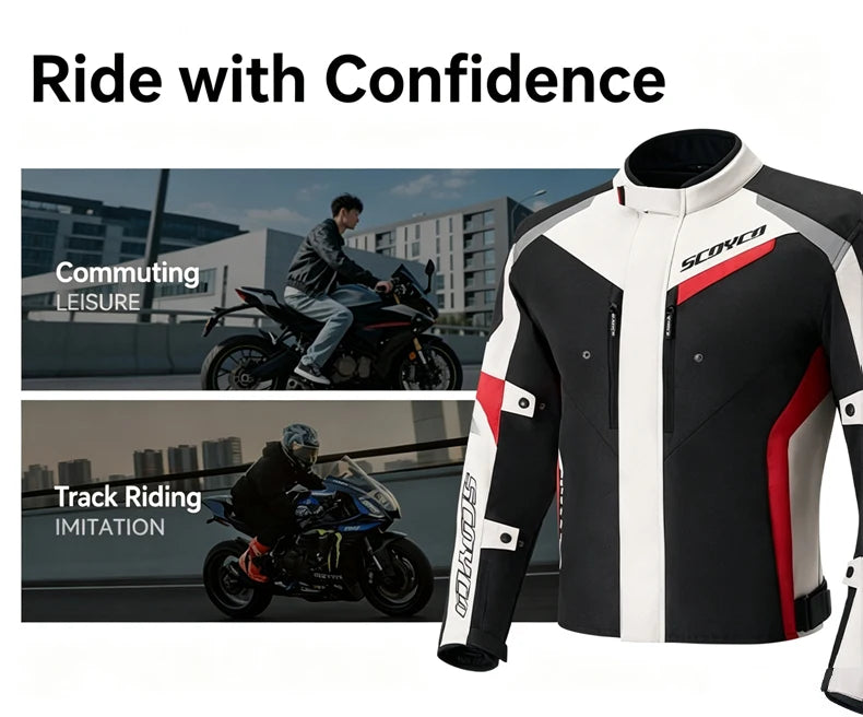 Scoyco Motorcycle Jacket Winter Waterproof Windproof CE1 Anti Fall Detachable Thermal Liner Reflective Motorbike Riding Jacket