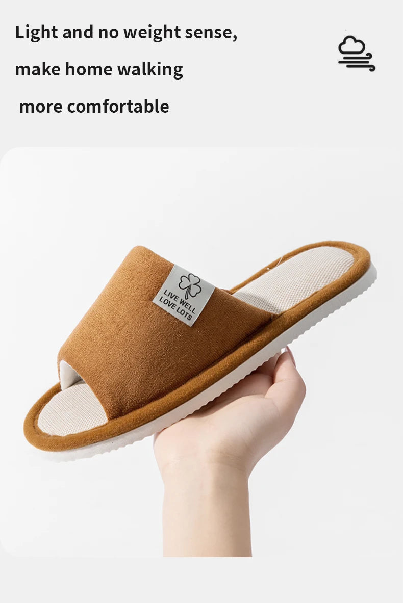 Slippers for Men，Non-Slip Soft-Soled Indoor House Slippers for Spring&Summer, All-Season Linen Home Comfortable Slippers