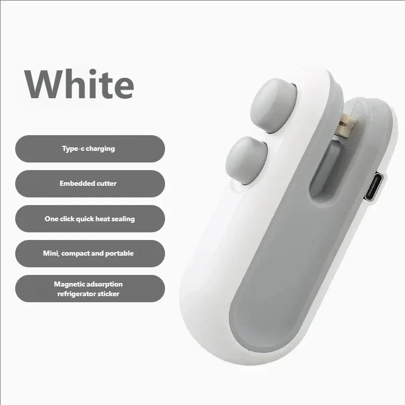 Mini USB Rechargeable Handheld Heat Sealer – Portable Bag Sealer for Plastic Food Storage & Snack Clip Bags