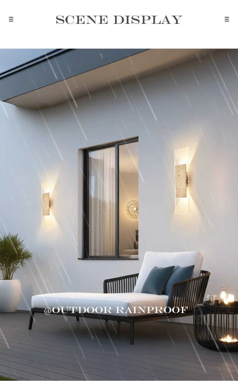 Outdoor Waterproof Wall Lamps Strip Natural Stone Wall Lights 18W LED Porch Wall Sconces Bedroom Exterior Lighting Fixtures